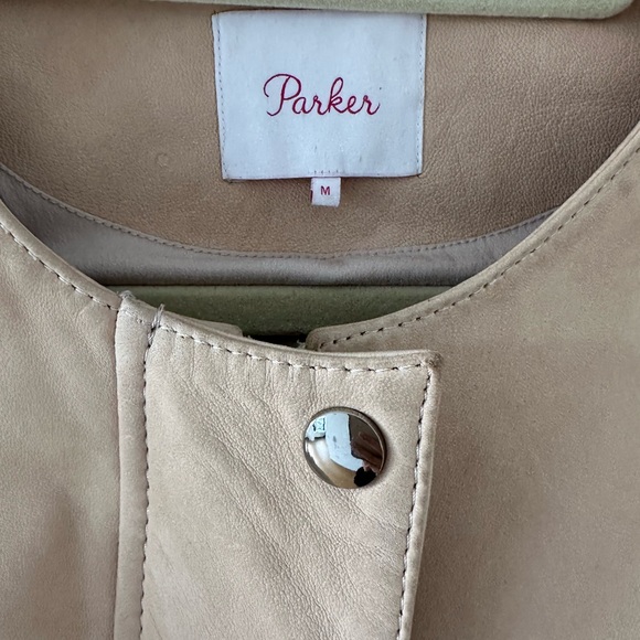 Parker Genuine Lamb Leather Jacket in Tan - Picture 5 of 8